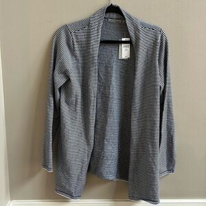 Jason Maxwell Black White Stripe Open Front Cotton Cardigan Medium NWT